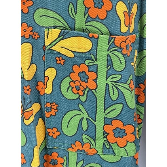 Big Bud Press Green Floral Butterfly Long Sleeve Jumpsuit Boilersuit Sz M - Picture 3 of 6